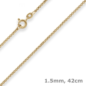 1,5mm Erbskette Goldkette Collier Halskette aus 585 Gold Gelbgold 42cm