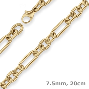 7,5mm Armband Fantasiekette Armschmuck aus 585 Gold Gelbgold 20cm