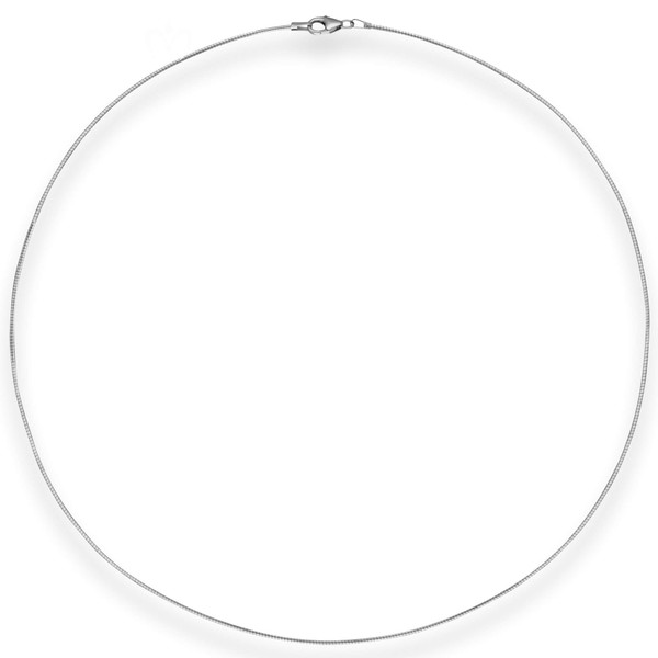 1mm Halsreif Omegakette Tondakette aus 375 Weißgold 42cm