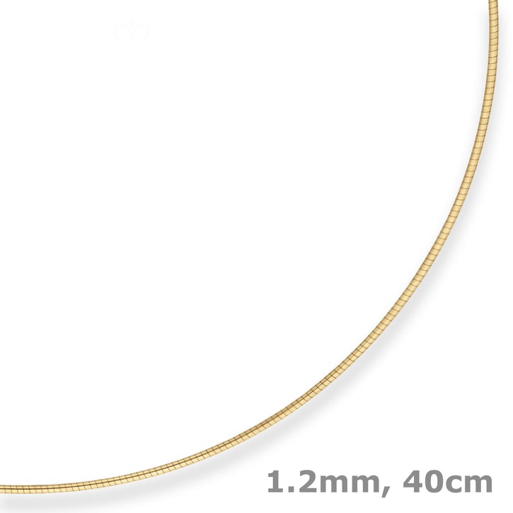 1.2mm Halsreif Omegakette Tondakette aus 333 Gelbgold 40cm