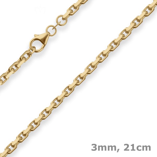 3mm Armband Ankerkette diamantiert aus 333 Gelbgold 21cm