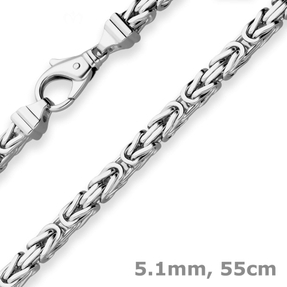 5,1mm Königskette Kette Collier Halskette aus 925 Silber rhodiniert 55cm