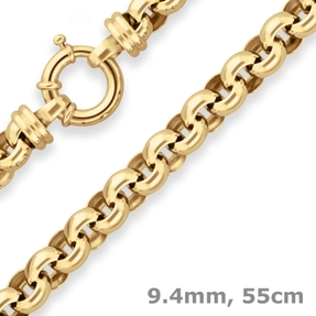 9,4mm Erbskette Goldkette Collier Halskette aus 585 Gold Gelbgold 55cm