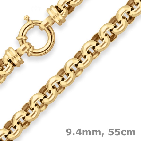 9.4mm Erbskette aus 585 Gelbgold 55cm