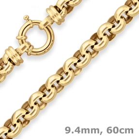9,4mm Erbskette Goldkette Collier Halskette aus 585 Gold Gelbgold 60cm