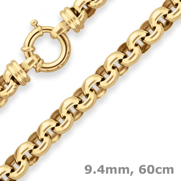 9.4mm Erbskette aus 585 Gelbgold 60cm