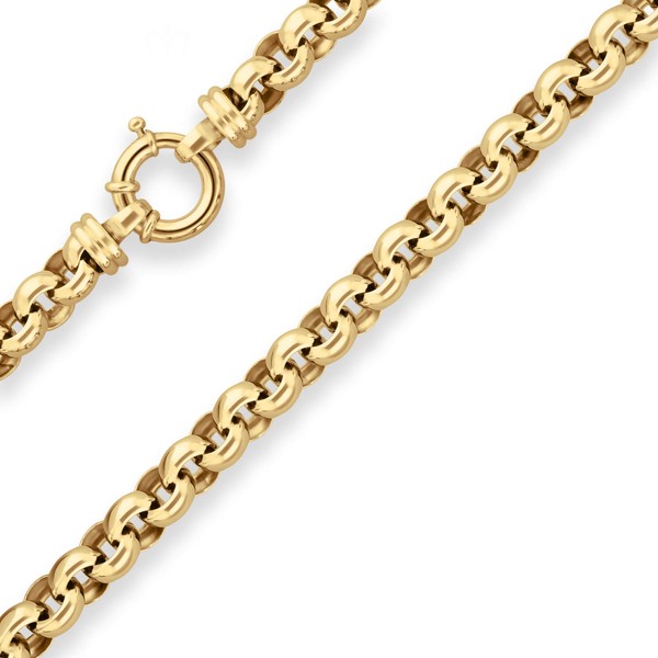 9.4mm Erbskette aus 585 Gelbgold 60cm