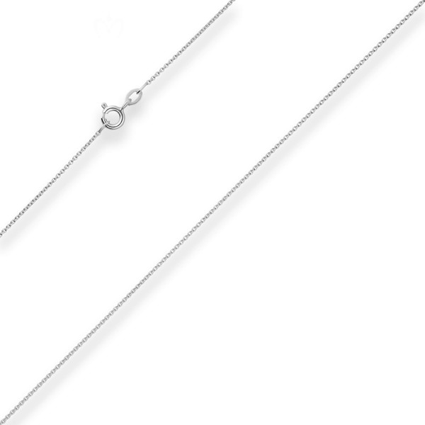 1.1mm Rund-Ankerkette aus 375 Weißgold 38cm