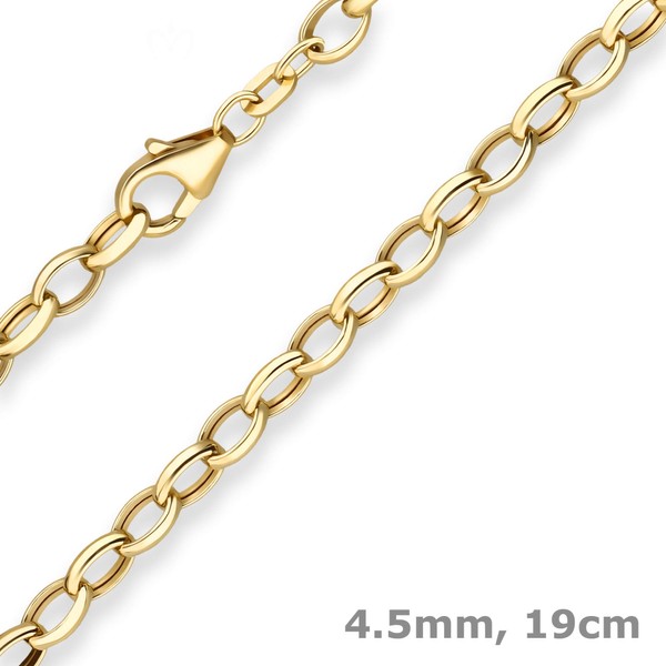 4.5mm Armband Erbskette hohl aus 375 Gelbgold 19cm