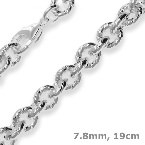 7.8mm Armband Ankerkette gerieft aus 925 Silber 19cm