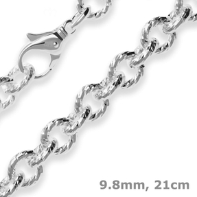 9,8mm Armband Ankerkette gerieft Silberarmband Armschmuck aus 925 Silber 21cm