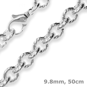9,8mm Ankerkette gerieft Silberkette Collier Halskette aus 925 Silber 50cm