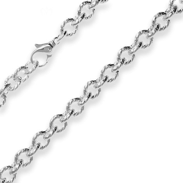 9.8mm Ankerkette gerieft aus 925 Silber 50cm