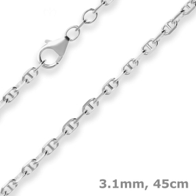 3,1mm Ankerkette-Steg Silberkette Collier Halskette aus 925 Silber 45cm