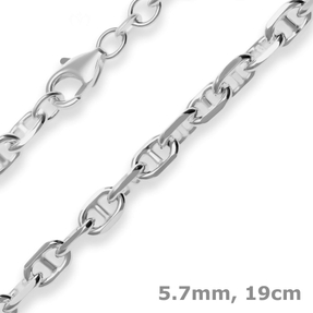 5,7mm Armband Ankerkette-Steg Armschmuck aus 925 Silber rhodiniert 19cm 5,7mm Armband Ankerkette-Steg Armschmuck aus 925 Silber rhodiniert 19cm