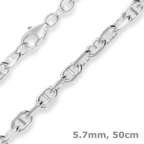 5,7mm Ankerkette-Steg Silberkette Collier Halskette aus 925 Silber 50cm