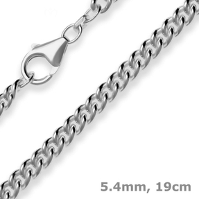5,4mm Armband Panzerkette rund Armschmuck aus 925 Silber rhodiniert 19cm