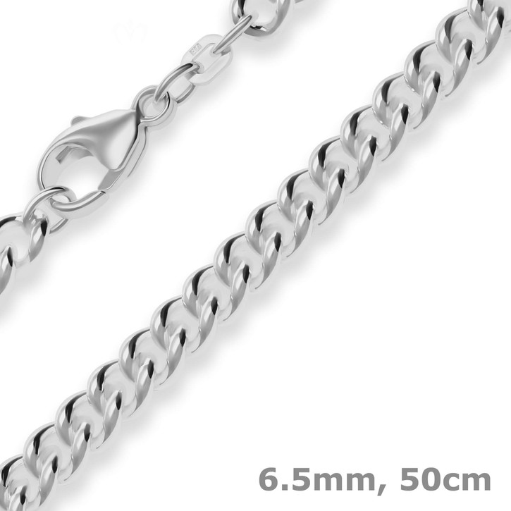 6.5mm Panzerkette rund aus 925 Silber 50cm