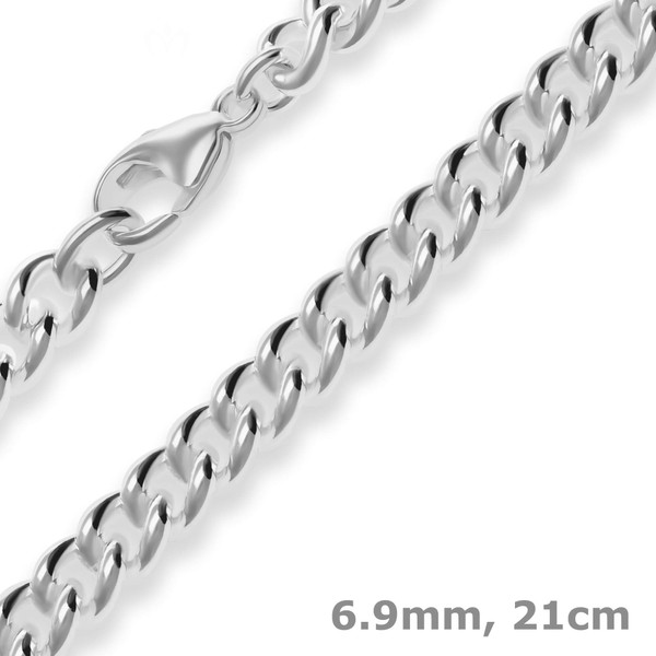 6.9mm Armband Panzerkette rund aus 925 Silber 21cm