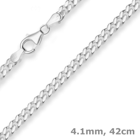 4,1mm Panzerkette Silberkette Collier Halskette aus 925 Silber 42cm