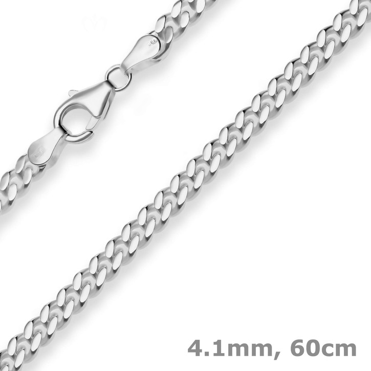 4.1mm Panzerkette aus 925 Silber rhodiniert 60cm