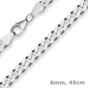 6mm Panzerkette Silberkette Collier Halskette aus 925 Silber rhodiniert 45cm