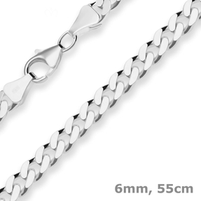 6mm Panzerkette Silberkette Collier Halskette aus 925 Silber 55cm