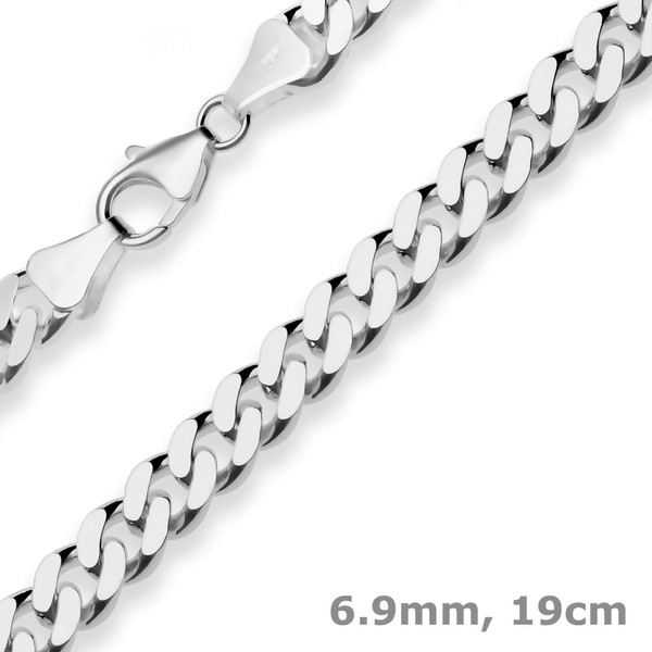 6.9mm Armband Panzerkette aus 925 Silber rhodiniert 19cm