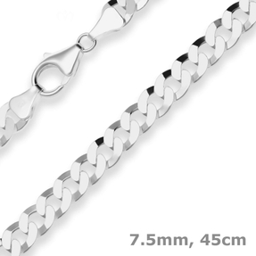 7,5mm Panzerkette Silberkette Collier Halskette aus 925 Silber 45cm
