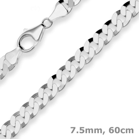7,5mm Panzerkette Silberkette Collier Halskette aus 925 Silber rhodiniert 60cm