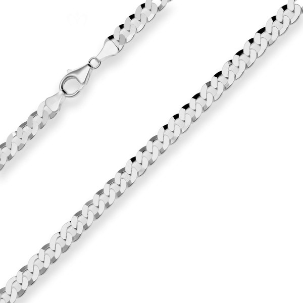 7.5mm Panzerkette aus 925 Silber rhodiniert 60cm