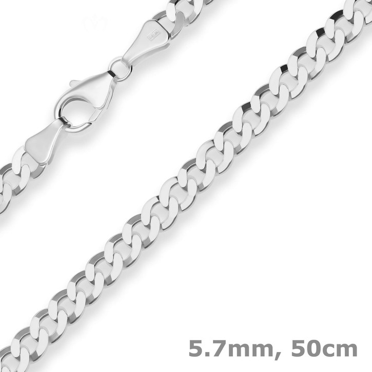 5.7mm Panzerkette aus 925 Silber 50cm