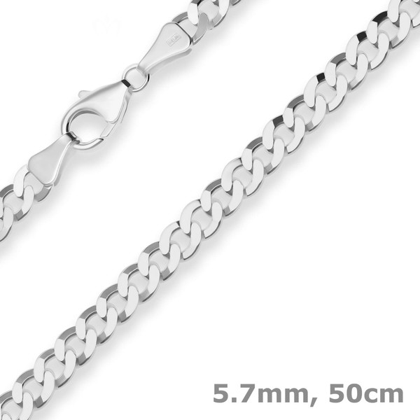 5.7mm Panzerkette aus 925 Silber 50cm