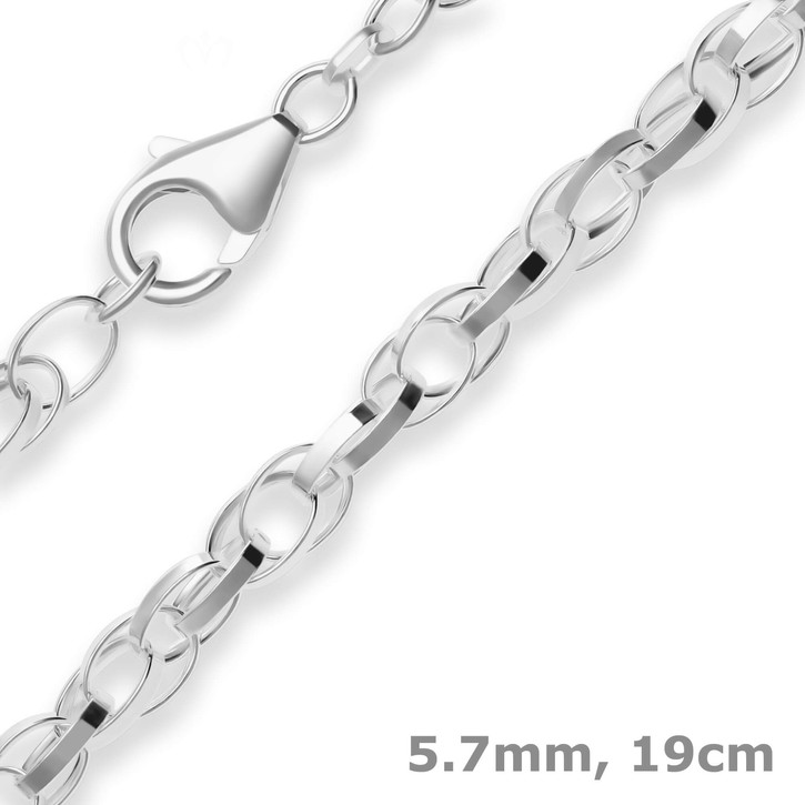 5.7mm Armband Doppelankerkette aus 925 Silber 19cm