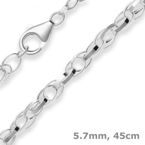 5.7mm Doppelankerkette aus 925 Silber 45cm