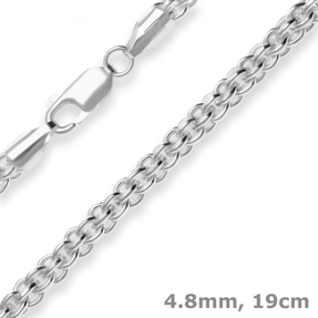 4,8mm Armband Fantasiekette Silberarmband Armschmuck aus 925 Silber 19cm