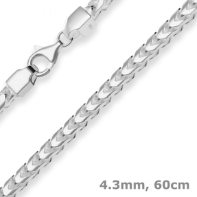 4,3mm Fuchsschwanzkette Silberkette Collier Halskette aus 925 Silber 60cm