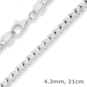 4,3mm Armband Fuchsschwanzkette Armschmuck aus 925 Silber matt 21cm