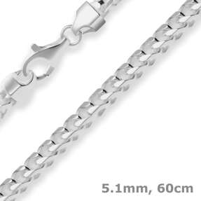 5,1mm Fuchsschwanzkette Silberkette Collier Halskette aus 925 Silber 60cm