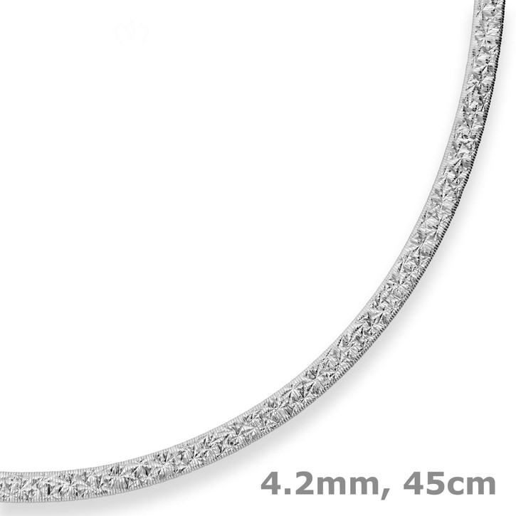 4.2mm Fantasiekette aus 925 Silber rhodiniert 45cm