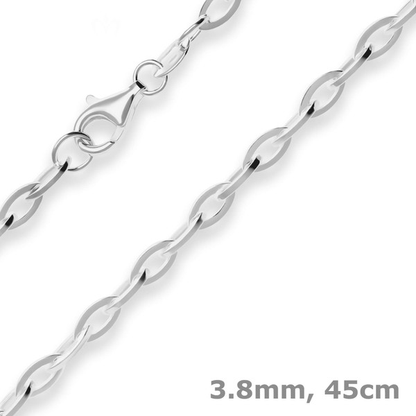 3.8mm Ankerkette weit aus 925 Silber 45cm
