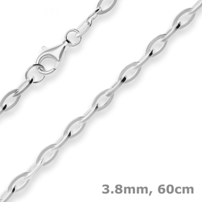 3,8mm Ankerkette weit Silberkette Collier Halskette aus 925 Silber 60cm