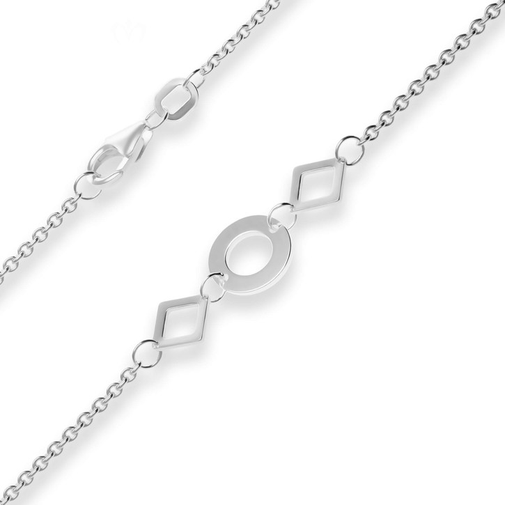 1.2mm Fantasiekette Kreise und Rauten aus 925 Silber 60cm