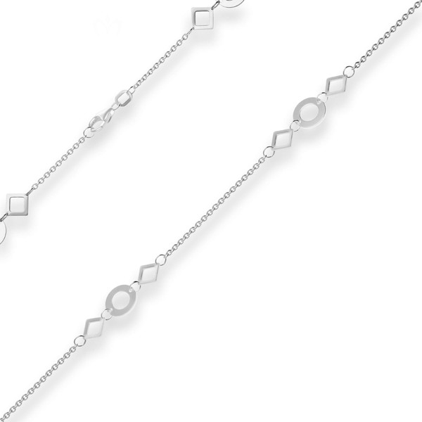 1.2mm Fantasiekette Kreise und Rauten aus 925 Silber 60cm