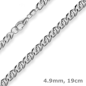 4,9mm Armband Tigeraugenkette Armschmuck aus 925 Silber rhodiniert 19cm 4,9mm Armband Tigeraugenkette Armschmuck aus 925 Silber rhodiniert 19cm