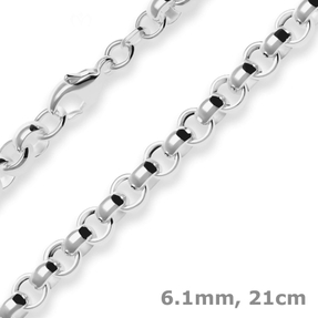 6,1mm Armband Erbskette Silberarmband Armschmuck aus 925 Silber 21cm