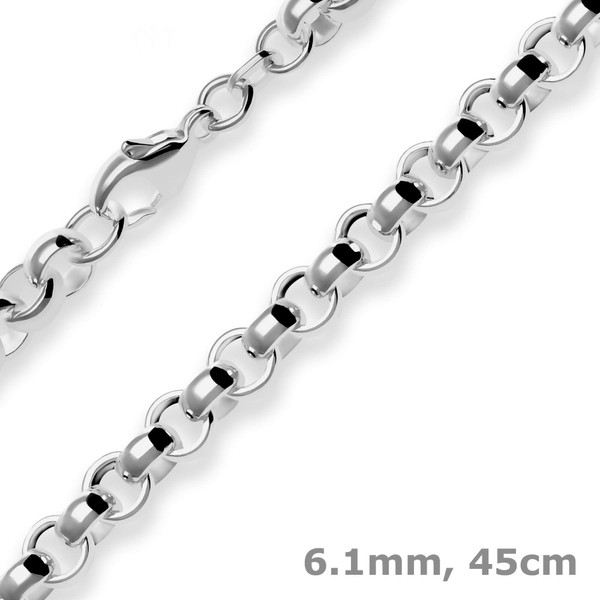 6.1mm Erbskette aus 925 Silber rhodiniert 45cm
