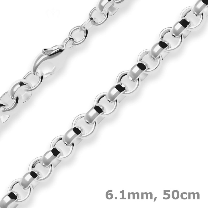 6.1mm Erbskette aus 925 Silber 50cm