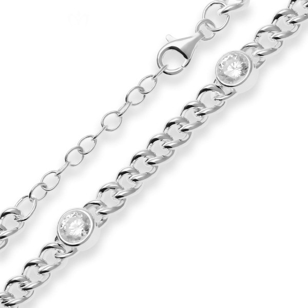 5mm Armband Panzerkette rund aus 925 Silber 17cm