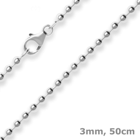 3mm Kugelkette Silberkette Collier Halskette aus 925 Silber 50cm